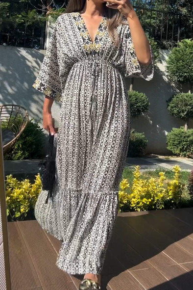 Women's casual resort printed long dress