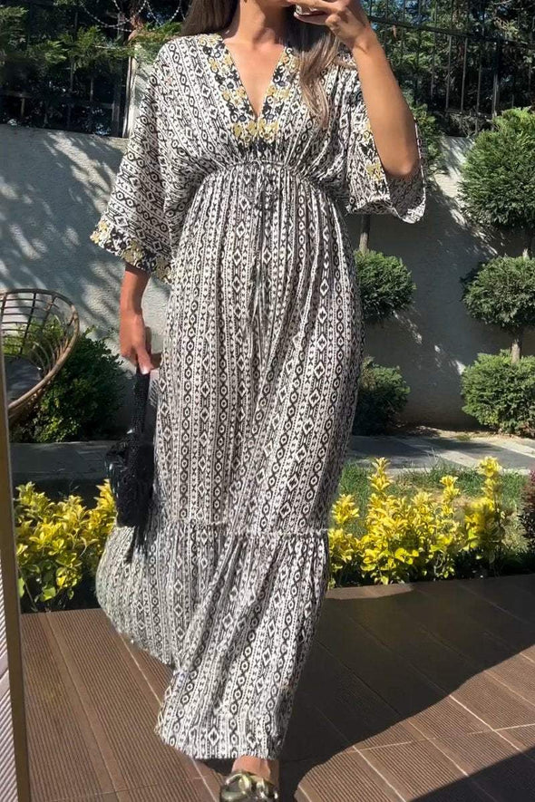 Women's casual resort printed long dress