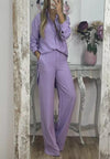 Women's Casual Solid Color Top and Wide Leg Pants Set