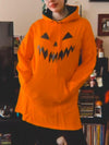 Women's Halloween Pumpkin Face Printed Hooded Sweatshirt