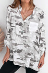 Cotton and linen camouflage print shirt