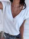 Solid V-neck Simple T-Shirt