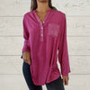 Sequin Patchwork V-neck Shirt