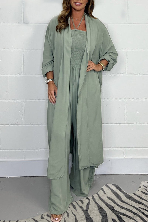 Halterneck lace-up jumpsuit suit