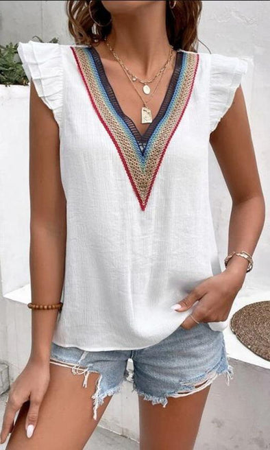 Casual And Comfortable V-Neck Top