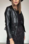 Women's fashionable short leather jacket