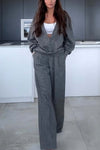 Women's casual V-neck top and wide-leg pants track suit