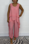 Casual sleeveless loose top and pants suit