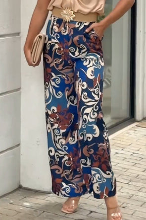 Elegant printed wide leg trousers