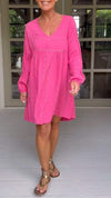 V-neck Long-sleeved Casual Dress