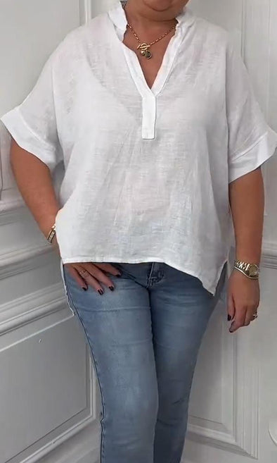 Casual And Comfortable V-Neck Linen Top