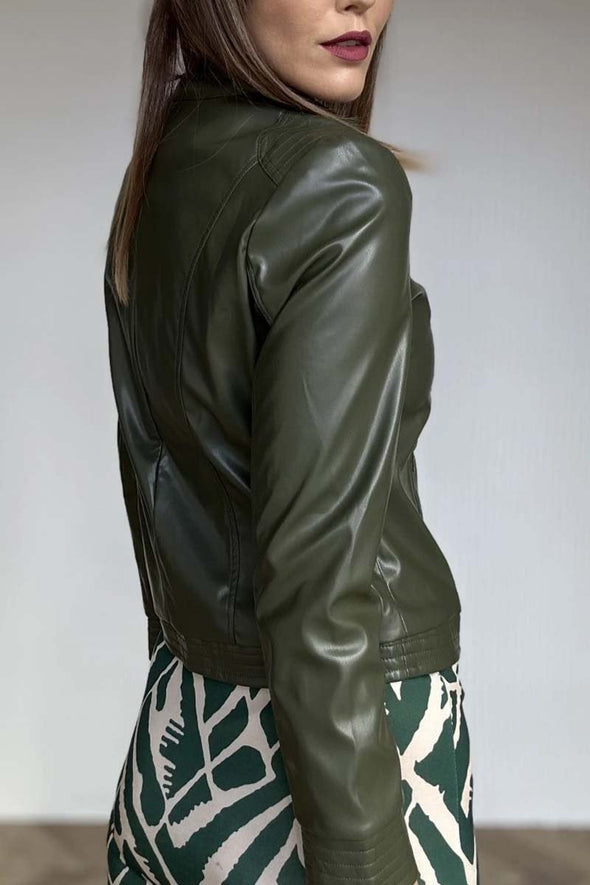 Women's fashionable short leather jacket