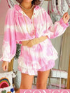 Women's V-neck Tie-dye Short Two-piece Suit