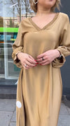 Satin V-neck Loose Dress