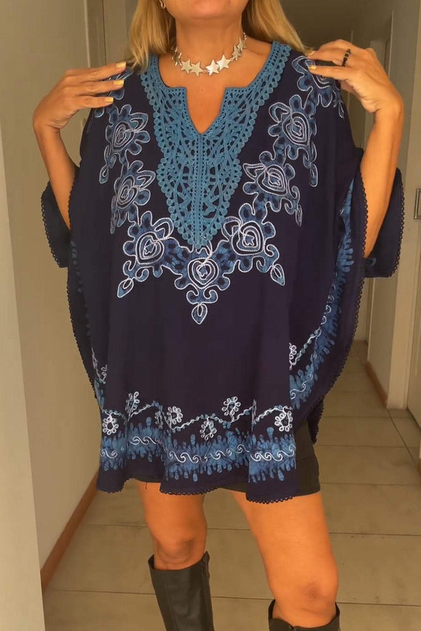 Printed V-neck Casual Dress