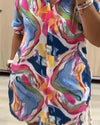 Women's Short Sleeve Abstract Print Shirt Dress