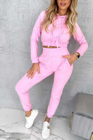 Women's Casual Hooded Long-sleeved Two-piece Suit