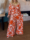 Casual V-neck Printed Jumpsuit