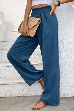 Cotton and linen solid color trousers