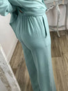 Women's Casual Solid Color Top and Wide Leg Pants Set