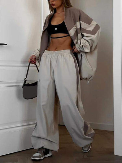 Women's Casual Lapel Loose Sports Two-piece Suit