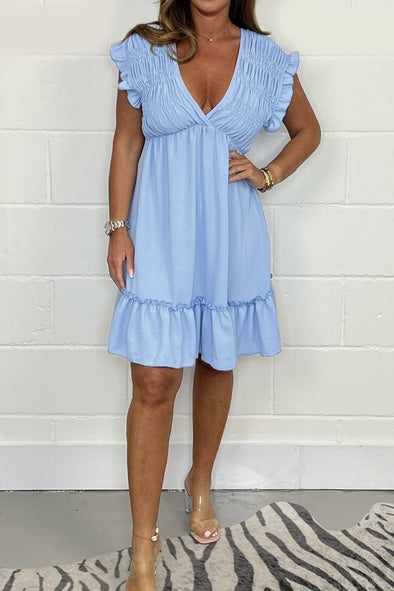 V neck Smocked Dress