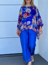 Round Neck Long Sleeve Chiffon Printed Suit