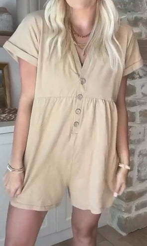 Casual And Comfortable V-Neck Jumpsuit