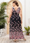 Plus Size Floral V Neck Resort Beach Dress