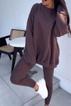 Women's Casual Round-neck Pullover Sweatshirt Two-piece Set