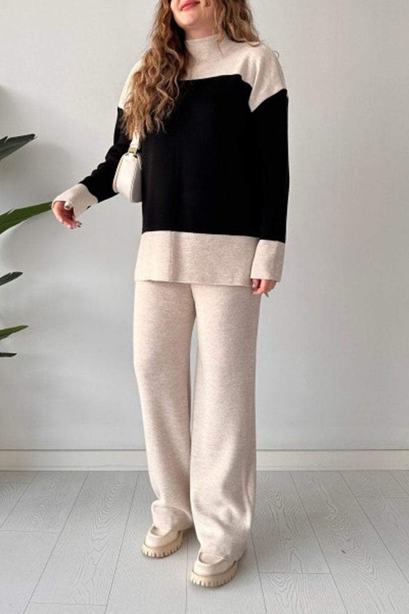 Women's Casual Colorblock Knit Two-Piece Set