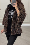 Women's Casual Lapel Leopard Print Fur Coat