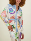 Holiday Ocean Shell Print Long Sleeve Pants Suit