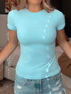 Women's Round Neck Short Sleeve Casual Slim Fit T-shirt