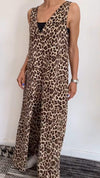 Women's V-neck Sleeveless Leopard Printed Jumpsuit