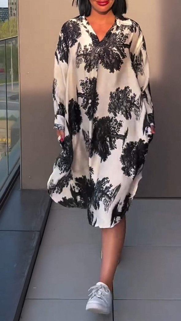 Women's V-neck Printed Dress