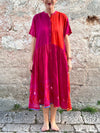 Women's Patchwork Cotton And Linen Dress