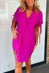 Women's casual cuff tie dress