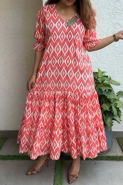 Printed v-neck dress