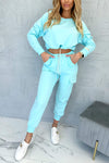 Women's Casual Round Neck Long Sleeve Two Piece Suit