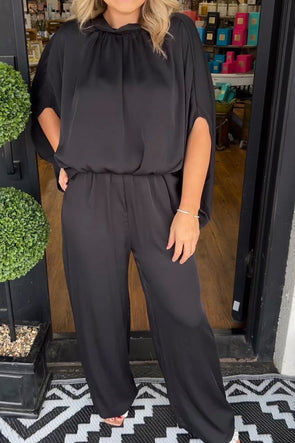 Bat-sleeve backless jumpsuit