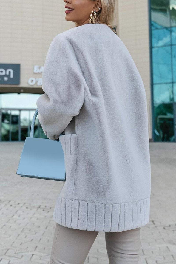 Women's Casual V-neck Single-breasted Wool Coat