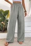 Cotton and linen solid color trousers