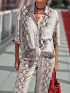 Women Printed Shirt and Pants Two-pieces Set