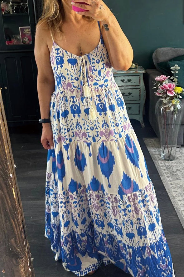 Printed strappy maxi dress