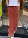 Casual striped cotton and linen trousers