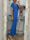 Women's Casual Solid Color Knit Top and Wide Leg Pants Set