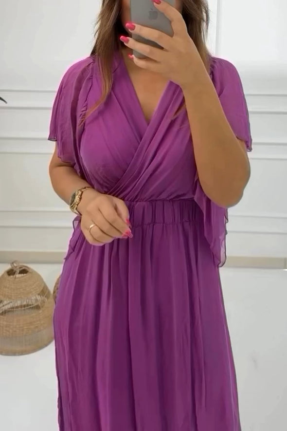 Elegant chiffon V-neck dress