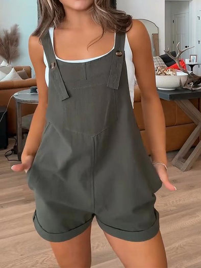 Casual Square Neck Suspender Jumpsuit