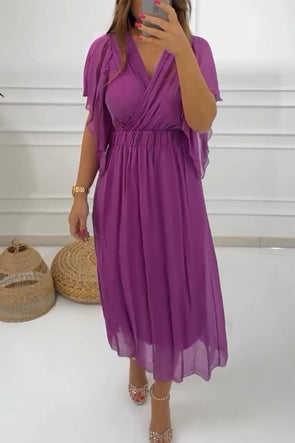 Elegant chiffon V-neck dress